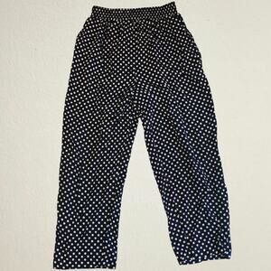 Vintage 90s black and white polka dot rayon pants Cabrais Collection preppy twee